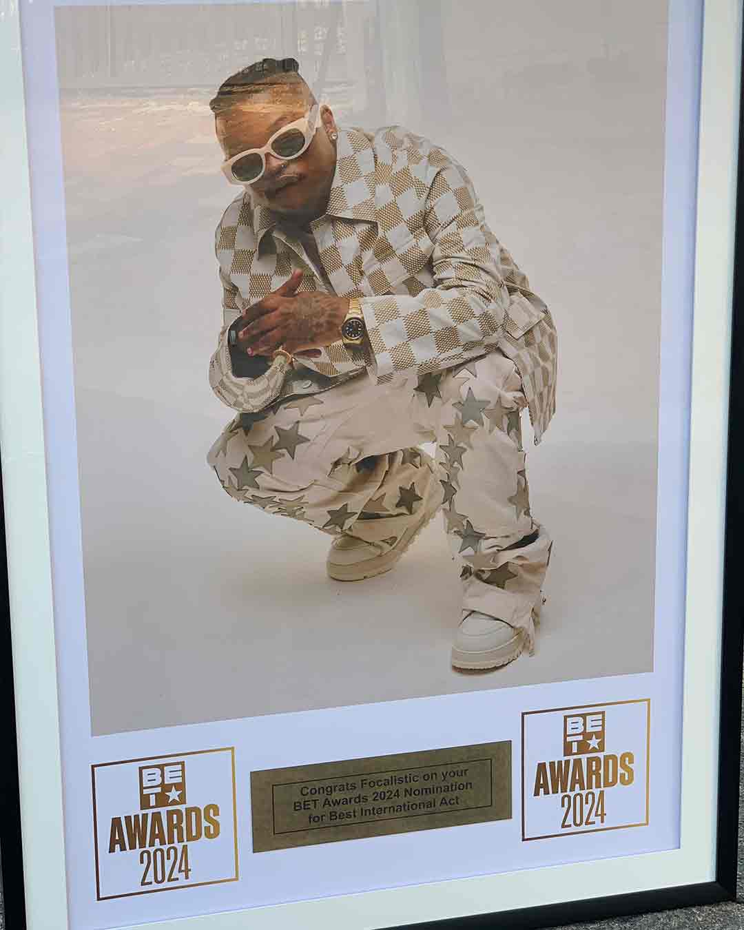 Focalistic BET Awards 2024 Plaque project photographed by Glass Plaque SA